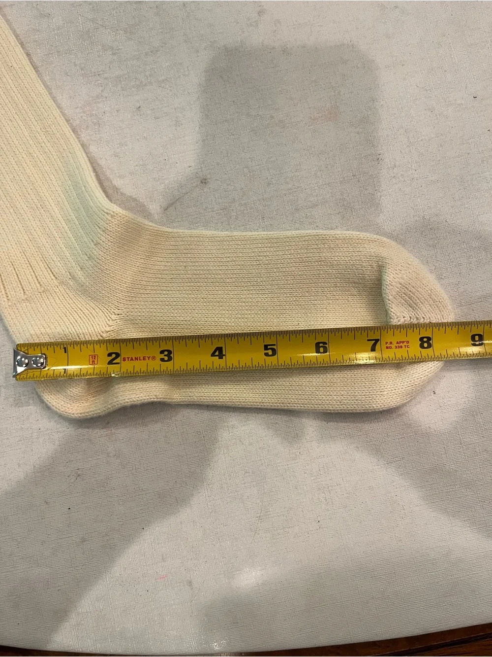 Vintage style Giorgio Armani Cream Ribbed Crew Socks with GA ankle Embroidery.